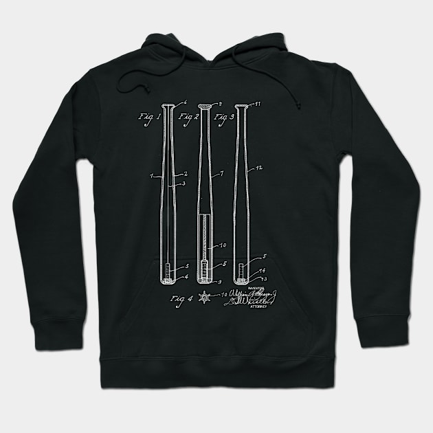 Baseball Bat Vintage Patent Drawing Hoodie by TheYoungDesigns